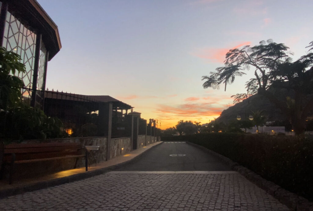 Sunset over the hotel Puerto Mogan